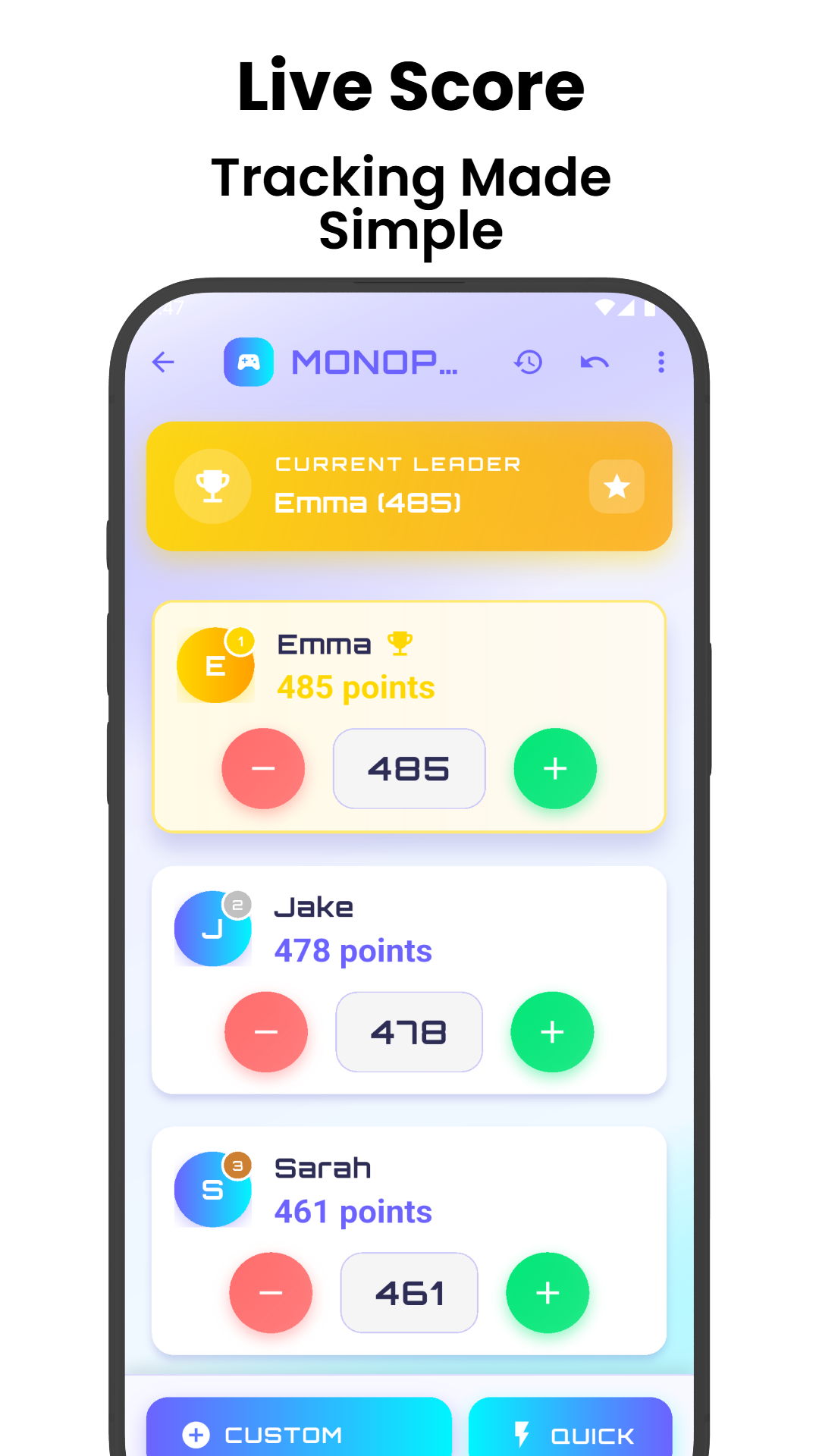ScoreKeep screenshot — Score tracking