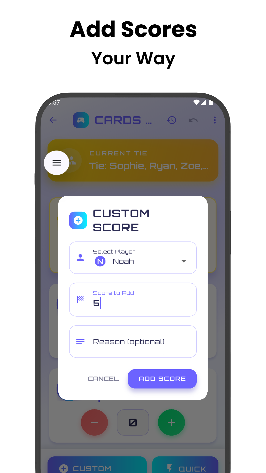 ScoreKeep screenshot — Game summary